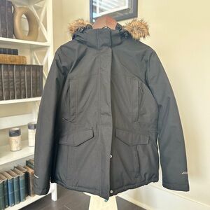 Eddie Bauer Black Parka with Faux Fur Hood